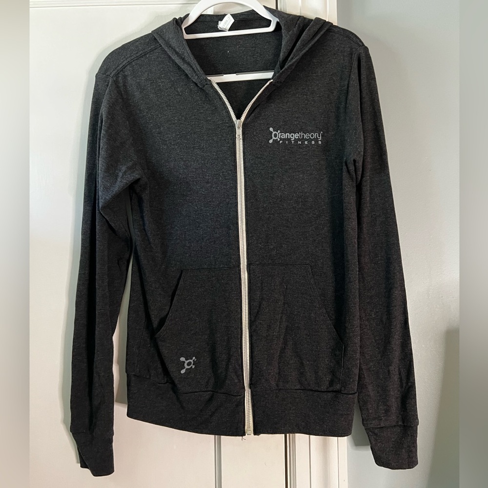 Orange theory lightweight Heather gray hoodie